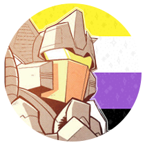 Chromedome in front of the Nonbinary flag